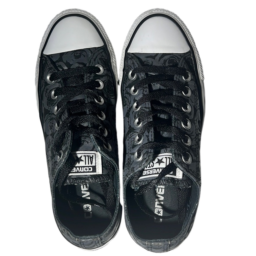 Converse Chuck Taylor rare black with silver roses gently used size 7